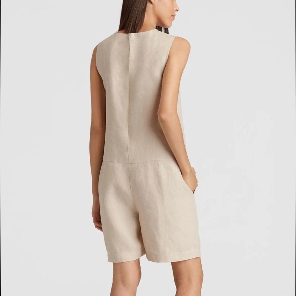 Eileen Fisher Organic Linen Relaxed Romper/Jumpsuit Women’s s Size Large - Picture 4 of 13